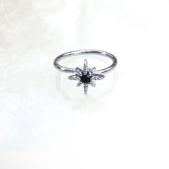 Black Crystal Star Nose Ring Hoop. 20G. - Picture 4 of 5